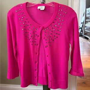 Kate Spade Hot Pink Cardigan with jewels